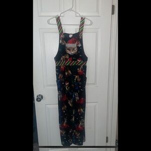 Festive Cat Print Overalls